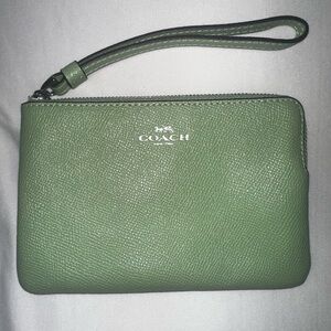 Coach Sage Green Leather Wristlet